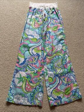 Lilly Pulitzer linen Wide-Leg "Beach" Pants xs